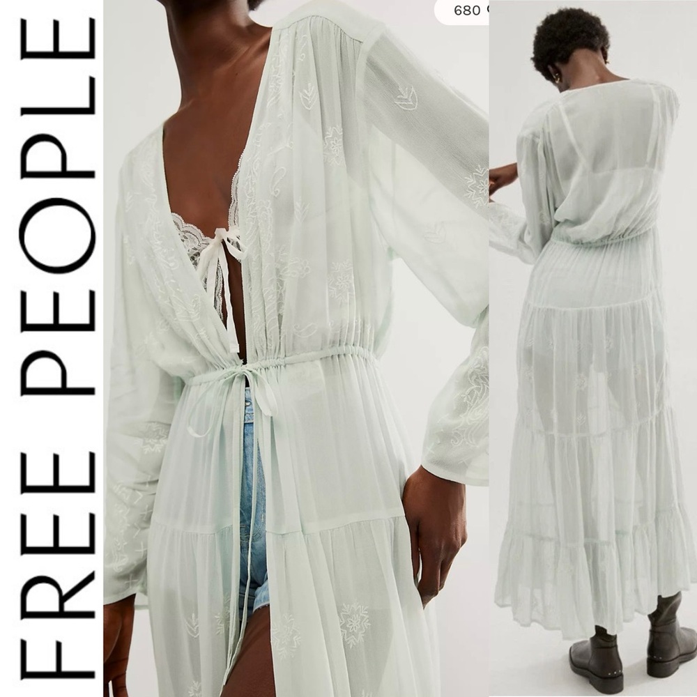 NWT Free People x NFC La Cienega Embroidered Long Sleeve Duster one size